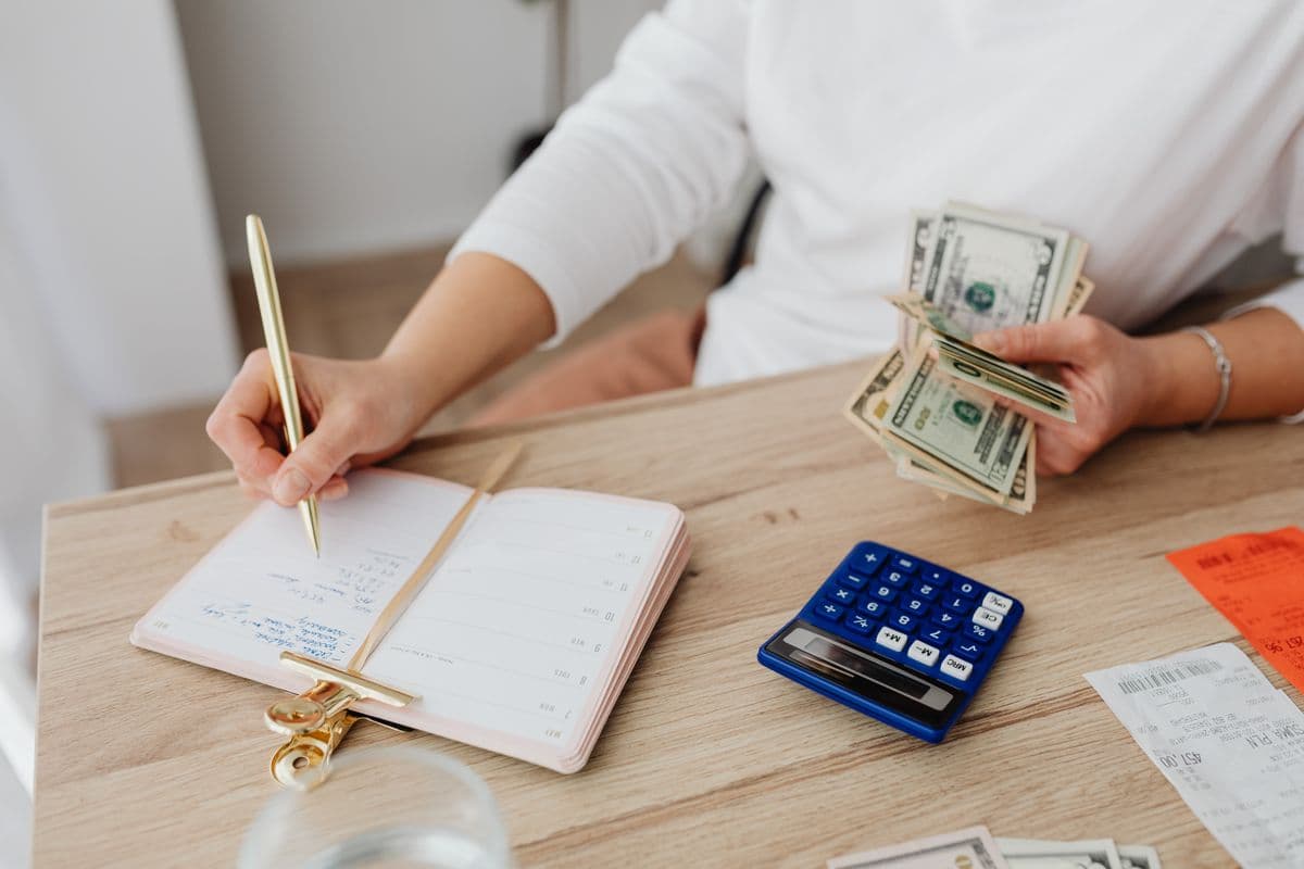 Business valuation spreadsheet representing discounted cash flow analysis