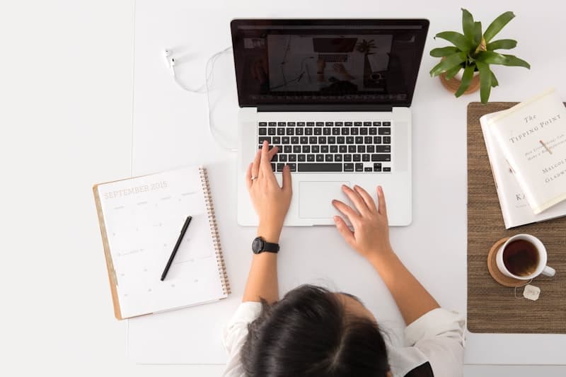 Small business owner reviewing receipts and accounts