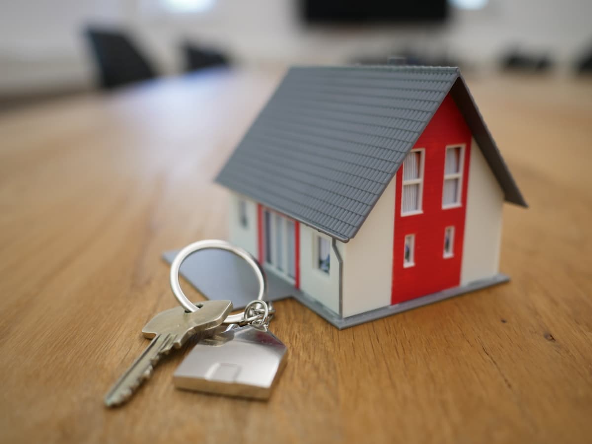 House keys resting on a wooden surface