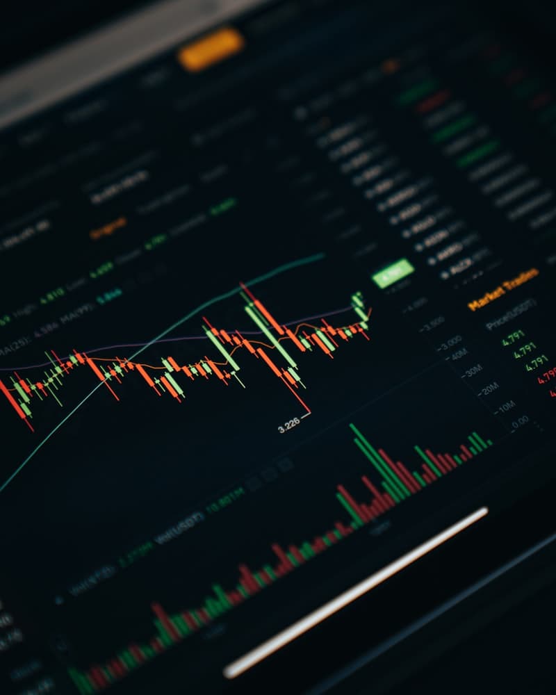 Financial charts on a screen